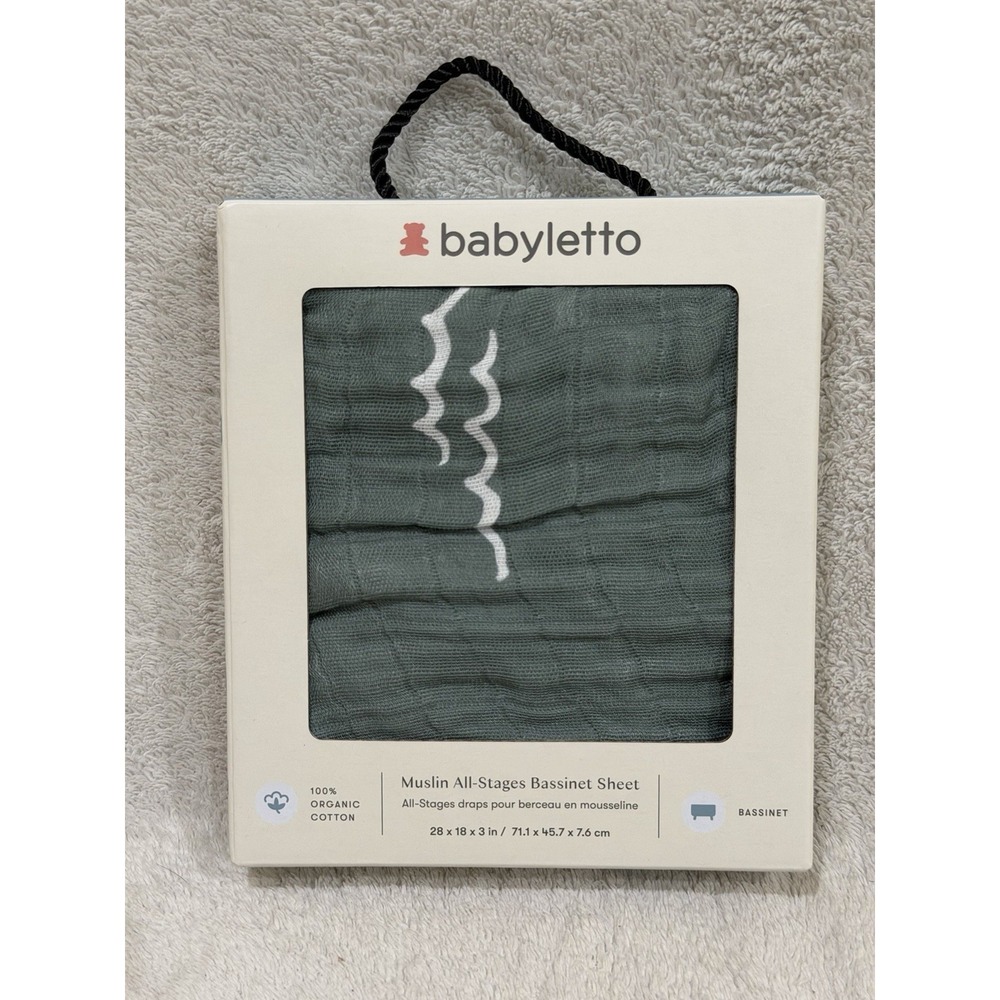 Babyletto 100% Organic Cotton All-Stages Bassinet Sheet Ocean Waves Muslin